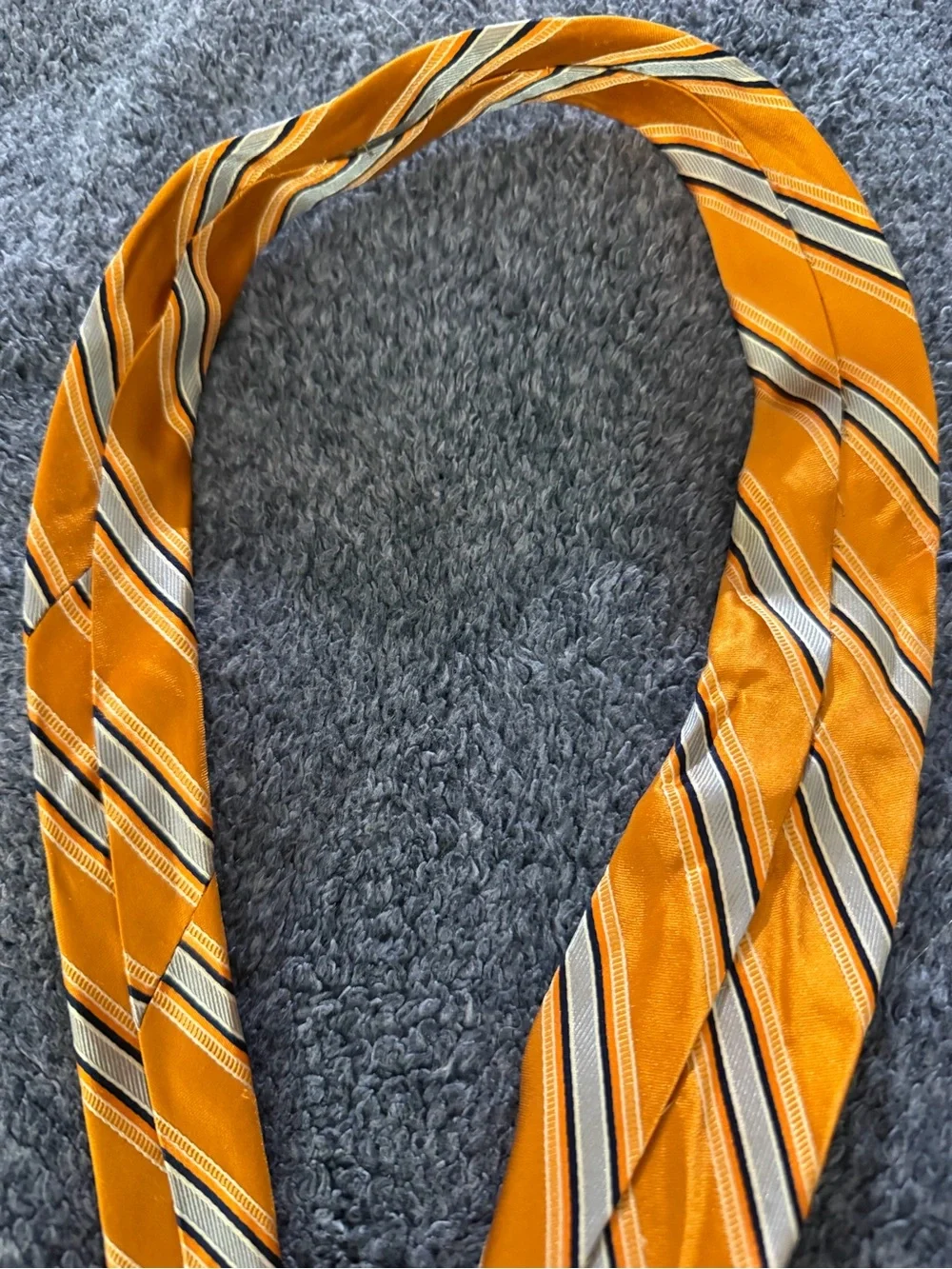 IZOD Men's Orange Striped 100% Silk Necktie